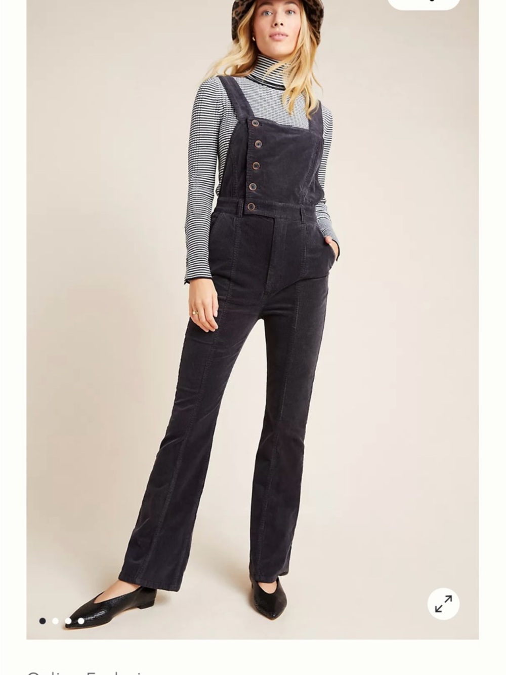 Anthropologie Black Corduroy Women's Overalls
